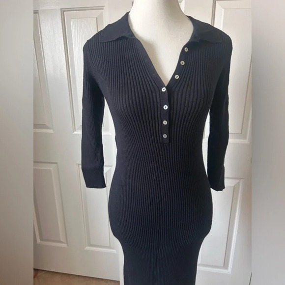 Lara Knit Womens 3/4 Sleeve Dress Black Size‎ L buttons in front - Picture 2 of 14